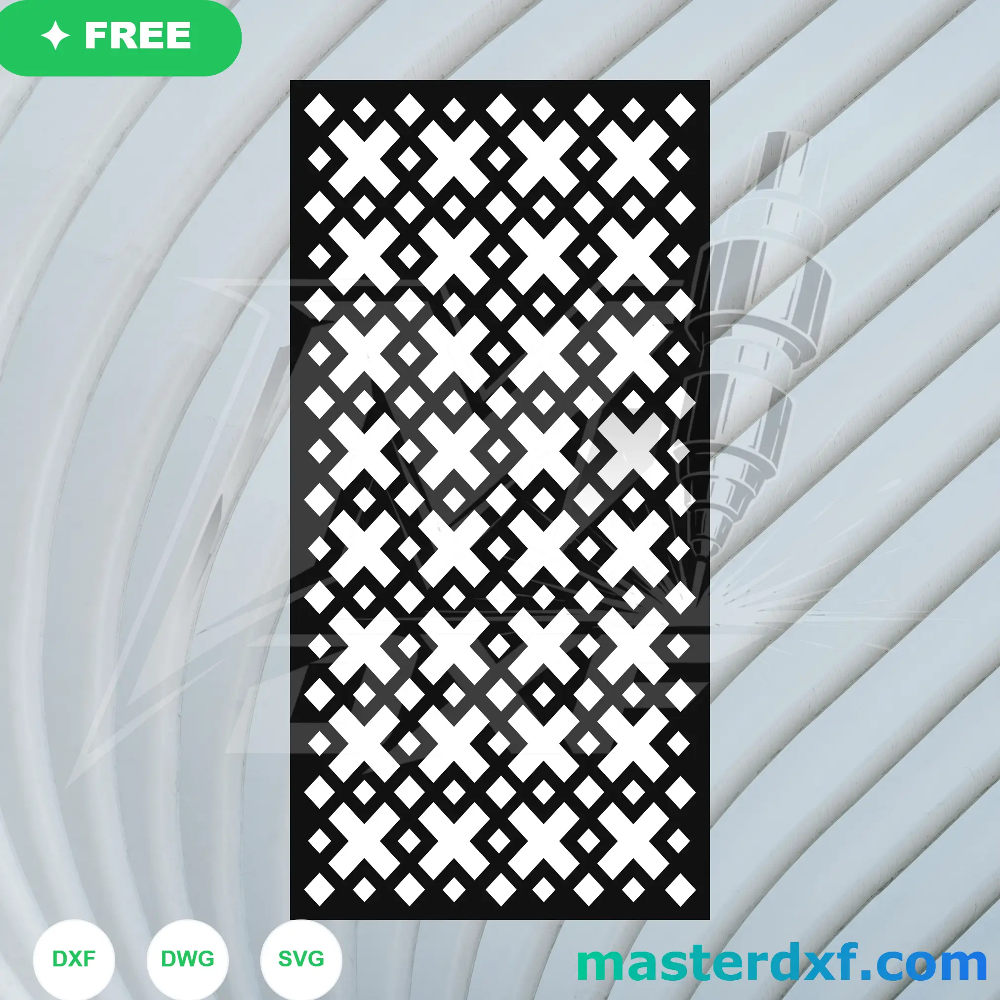Diamond Cross DXF Grid for Airy Privacy Screens DXF File